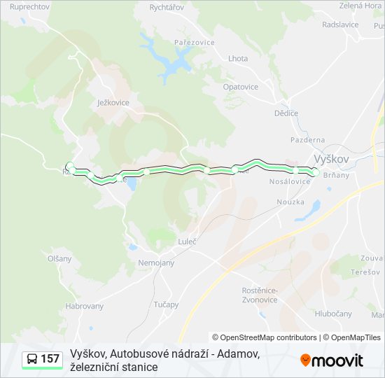 157 autobus Mapa linky