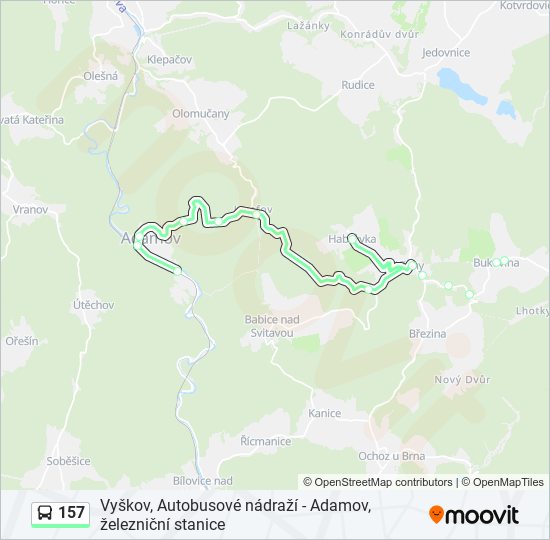 157 bus Line Map