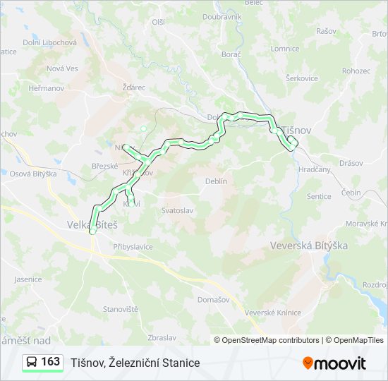 163 bus Line Map