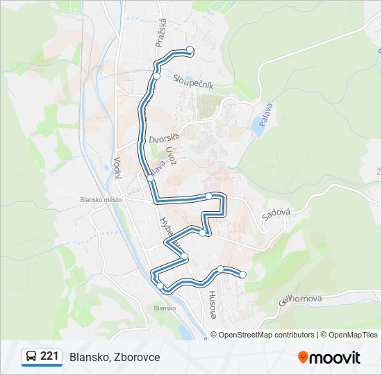 221 autobus Mapa linky