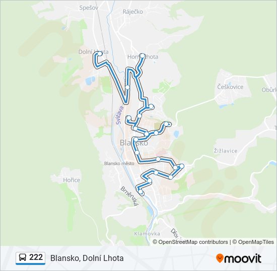 222 bus Line Map