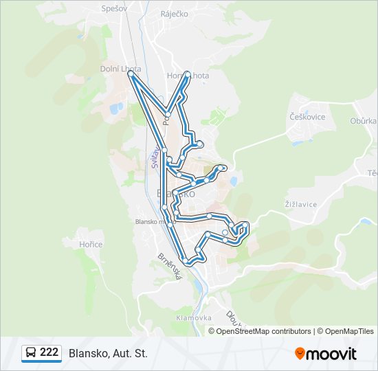 222 autobus Mapa linky