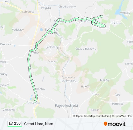 250 autobus Mapa linky