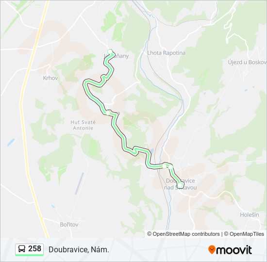 258 autobus Mapa linky