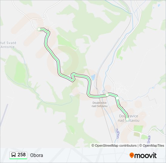 258 autobus Mapa linky