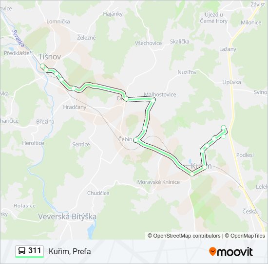 311 autobus Mapa linky