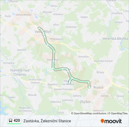 420 autobus Mapa linky