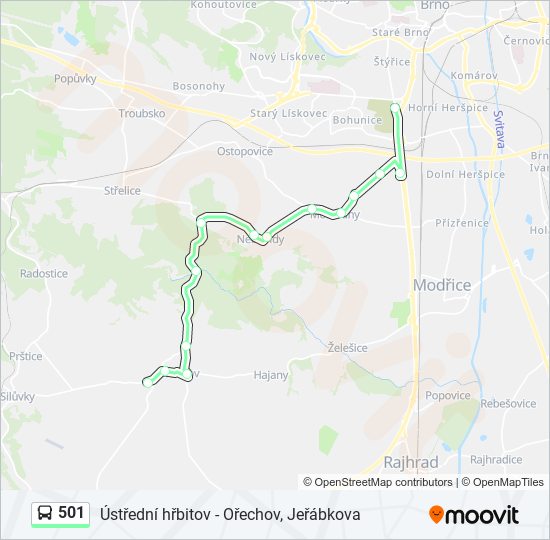 501 autobus Mapa linky