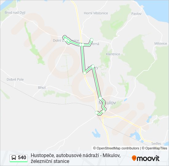 540 autobus Mapa linky