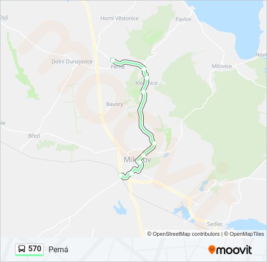 570 autobus Mapa linky