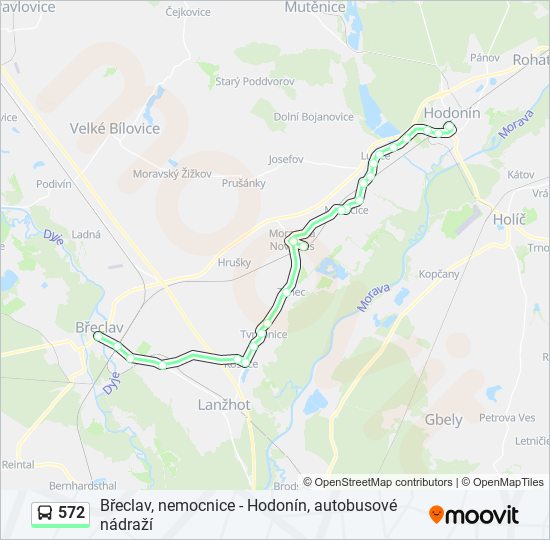 572 autobus Mapa linky