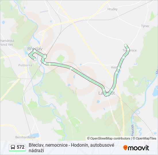 572 autobus Mapa linky