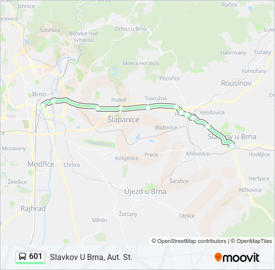 601 bus Line Map