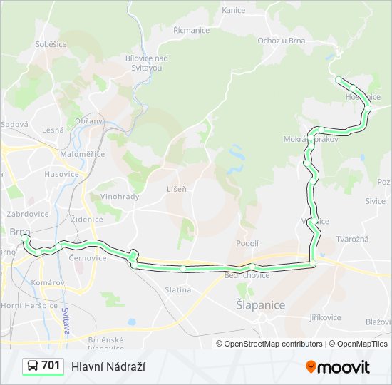 701 autobus Mapa linky