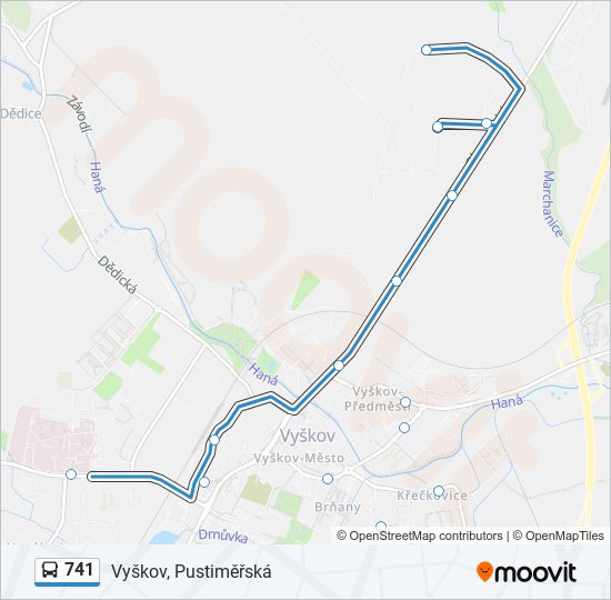 Автобус 741: карта маршрута