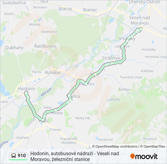 910 autobus Mapa linky