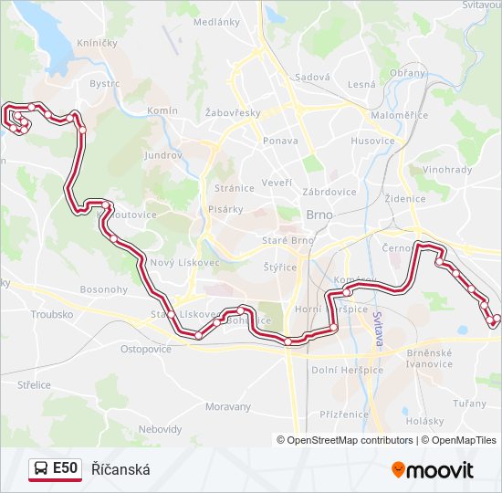 E50 bus Line Map