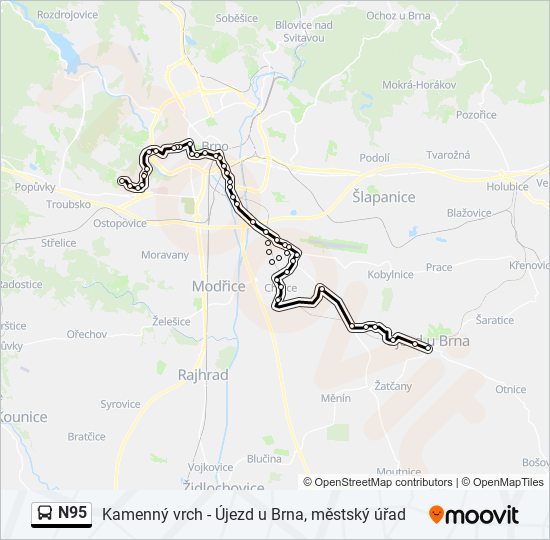 N95 bus Line Map