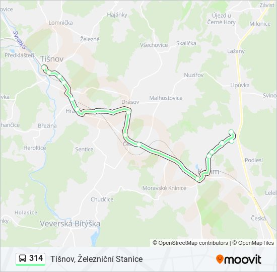 314 bus Line Map