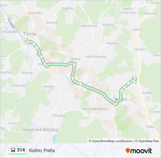 314 bus Line Map