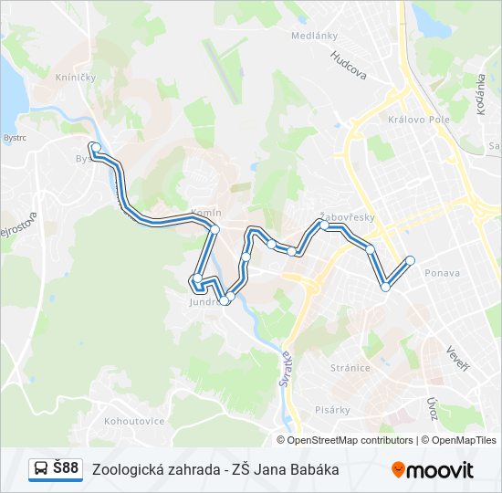 Автобус Š88: карта маршрута
