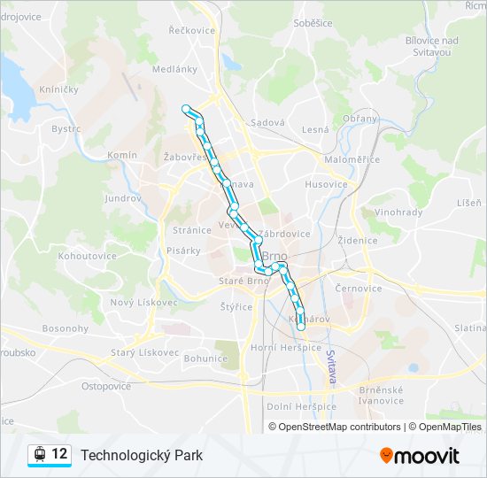 Трамвай 12: карта маршрута
