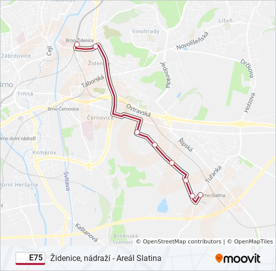 E75 bus Line Map