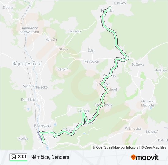 233 bus Line Map