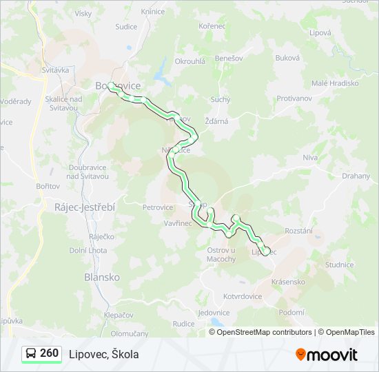 260 autobus Mapa linky