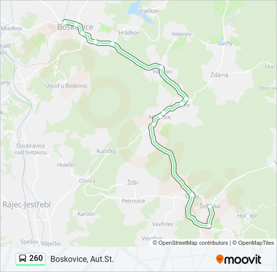 260 autobus Mapa linky