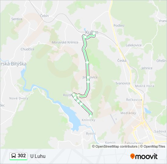 302 autobus Mapa linky