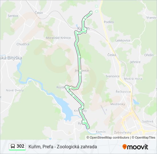 302 autobus Mapa linky