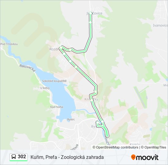 302 autobus Mapa linky