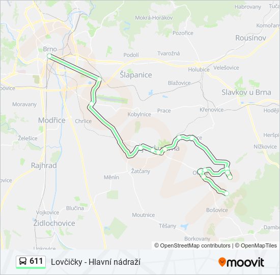 611 bus Line Map