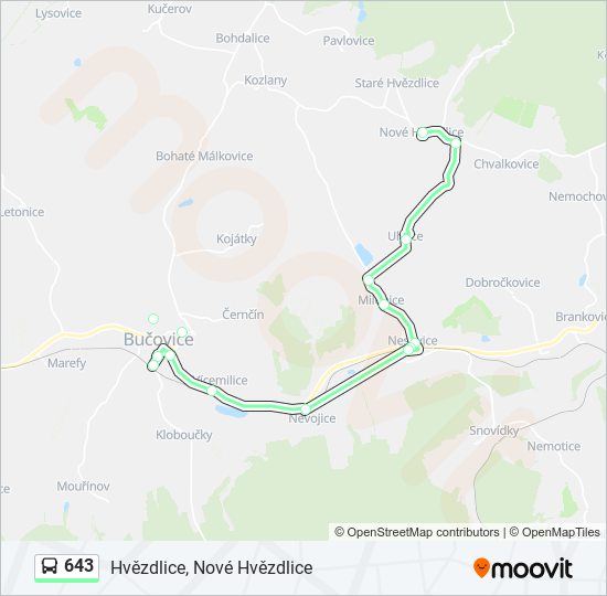 643 autobus Mapa linky