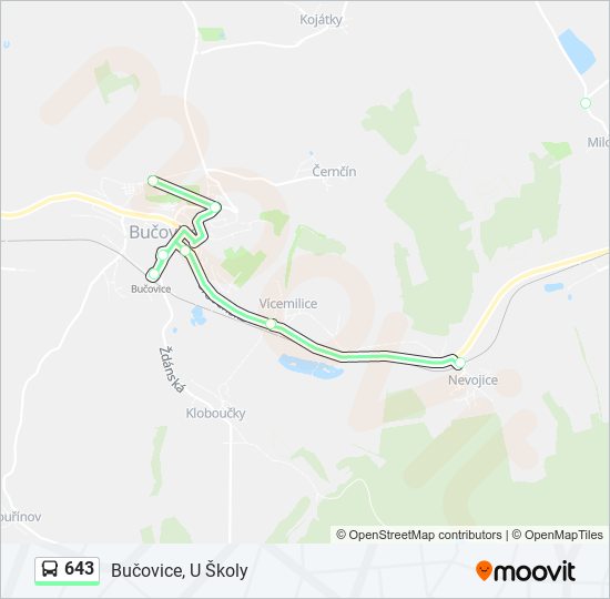 643 autobus Mapa linky