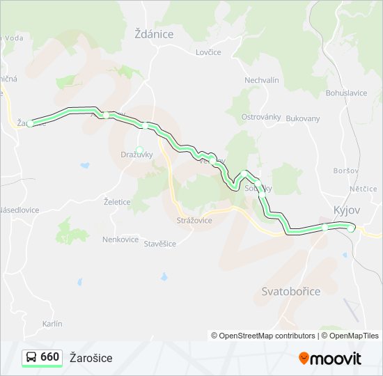 660 autobus Mapa linky