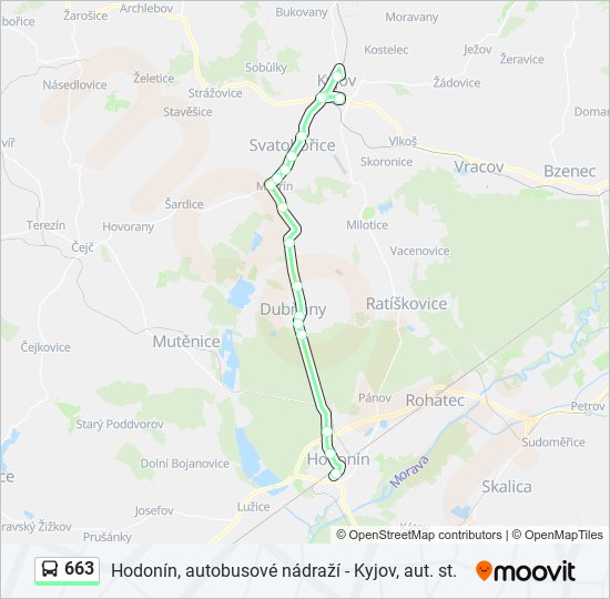 663 autobus Mapa linky