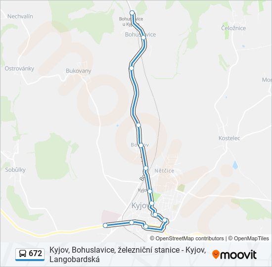672 autobus Mapa linky