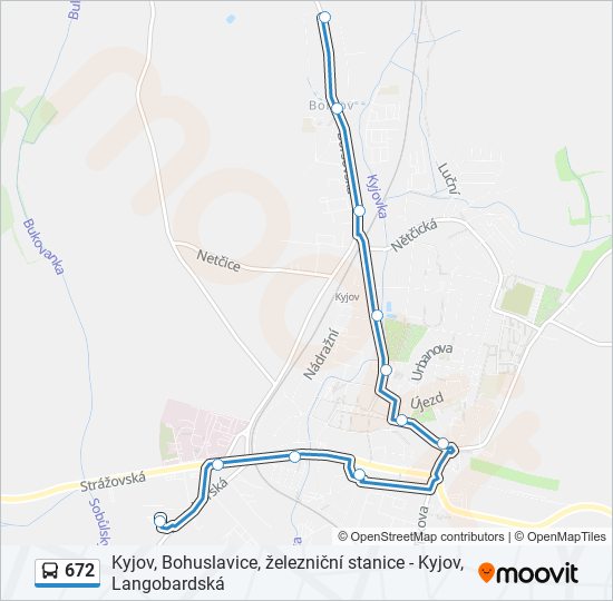 672 autobus Mapa linky