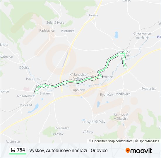 754 bus Line Map