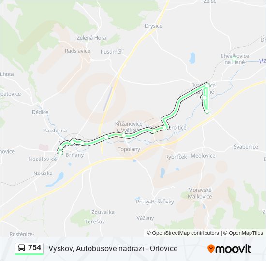 754 bus Line Map