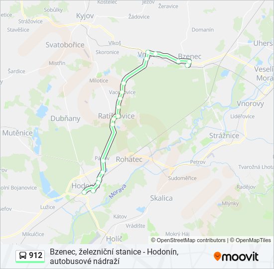 912 autobus Mapa linky