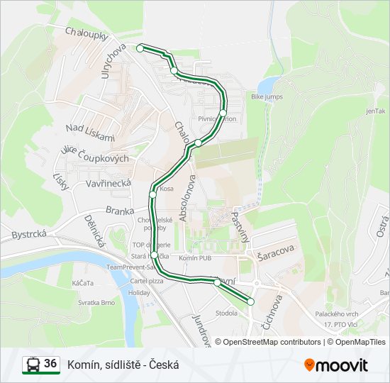 36 Trolleybus Line Map