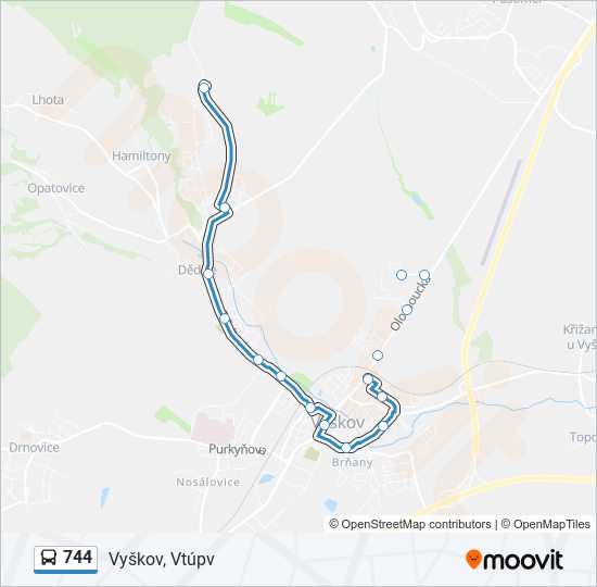 Автобус 744: карта маршрута
