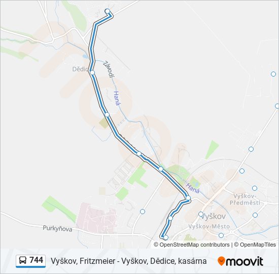 744 bus Line Map