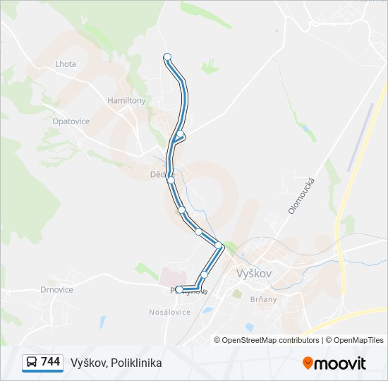 744 autobus Mapa linky