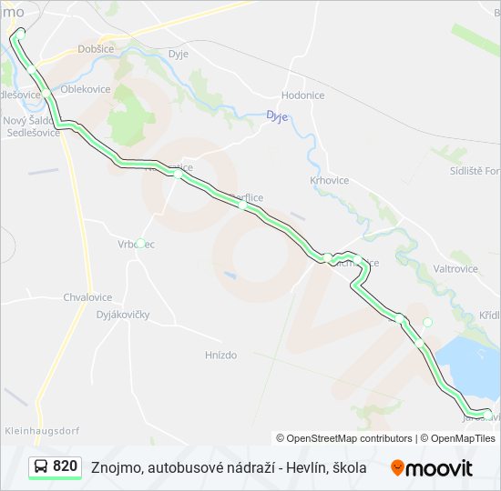 820 autobus Mapa linky
