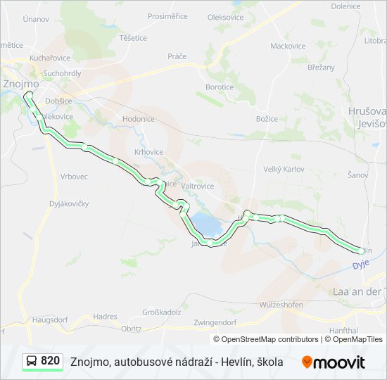 820 autobus Mapa linky