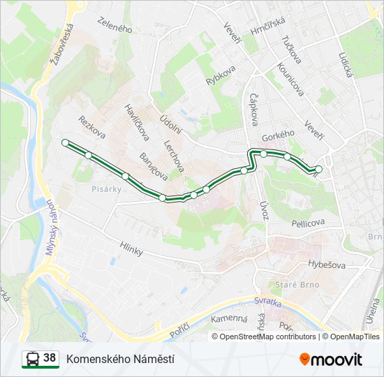 38 trolleybus Line Map